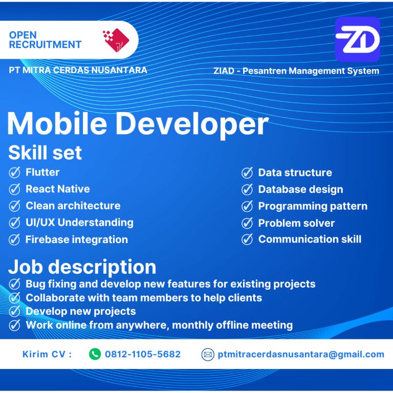 lowongan mobile developer - flutter