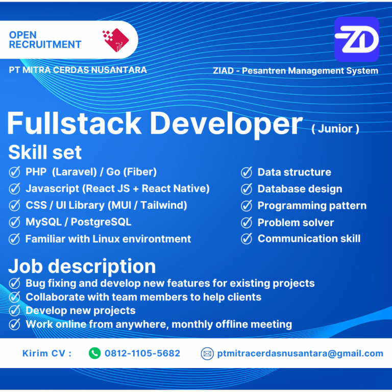 lowongan fullstack developer